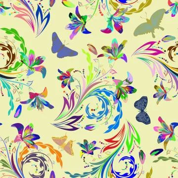 Seamless multicolor floral pattern Stock Illustration