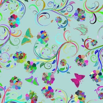 Seamless multicolor floral pattern Stock Illustration