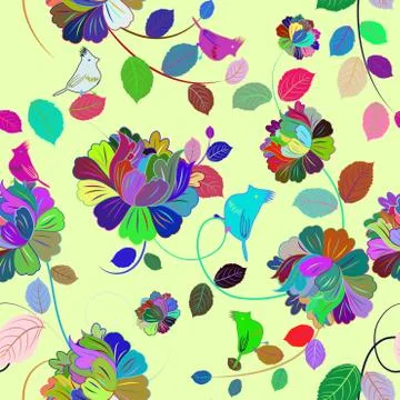 Seamless multicolor floral pattern Stock Illustration