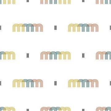 SEAMLESS MULTICOLOR  PATTERN BACKGROUND FROM SIMPLE STRAIGHT AND CURVE LINE Stock Illustration