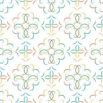 Seamless multicolored abstract geometric vector pattern with floral arabesques Illustrazione stock