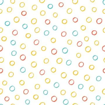 Seamless multicolored baby vector free hand doodle circle texture, dry brush ink 库存插图