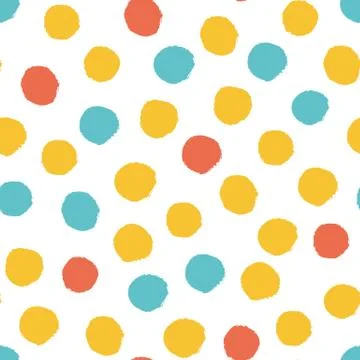 Seamless multicolored baby vector free hand doodle polka dot texture, dry brush Stock Illustration