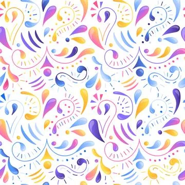 Seamless multicolored gradient pattern. Hand drawn elements. Abstract ornat.. Stock Illustration