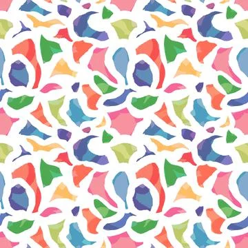 Seamless multicolored hand-drawn abstract patterns on a white background Stock Illustration