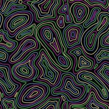 Seamless multicolored waves geometric psychedelic pattern Stock Illustration