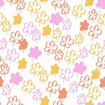 Seamless multicolour daisy flower background Stock Illustration