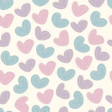 Seamless multicolour doodle heart shape pattern background , kids pattern Stock Illustration