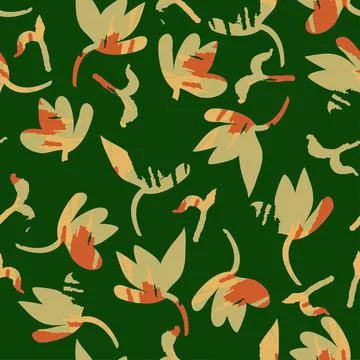 Seamless multicolour flower pattern  on green background , greeting card or f Stock Illustration