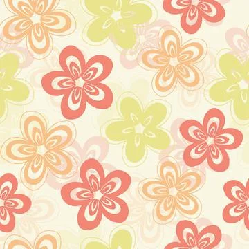 SEAMLESS MULTICOLOUR HAND DRAW DOODLE FLOWER PATTERN BACKGROUND Stock Illustration
