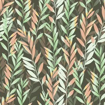 Seamless multicolour leaves pattern background , greeting card or fabric Stock Illustration