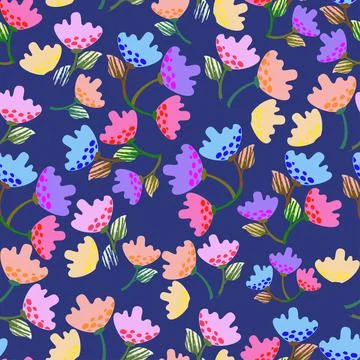 Seamless multicolour many tiny flowers pattern background , greeting card or  Stock Illustration