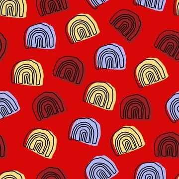 Seamless multicolour pattern background with hand draw rainbow , kids pattern Stock Illustration