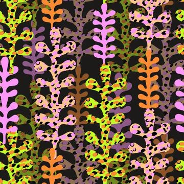 Seamless multicolour plants pattern background , greeting card or fabric Stock Illustration