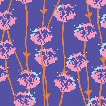 Seamless multicolour polka dot  wild flowers pattern  background , greeting c Stock Illustration