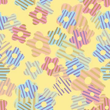 Seamless multicolour stripe flowers pattern background , greeting card or fab Stock Illustration