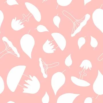 Seamless mushroom and Leaves Pattern.  Stock Illustration