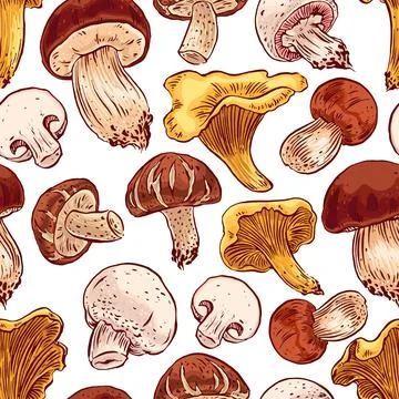 Seamless mushrooms Stock Illustration