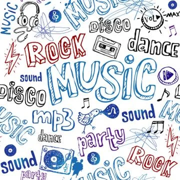 Seamless music background. Stock Illustration