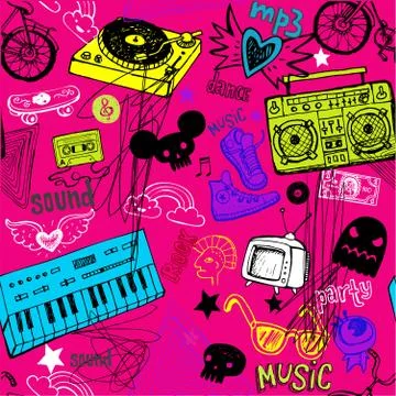 Seamless music background. Stock Illustration