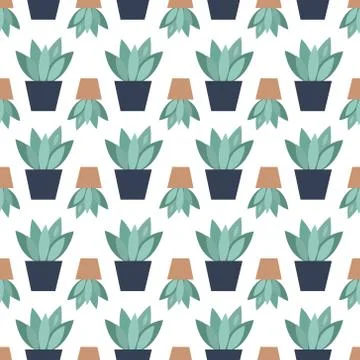 Seamless muted pattern with repeating plants Stock Illustration