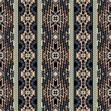 Seamless Native American Style Pixel Art Vertical Pattern Stock Illustration