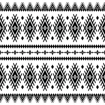 Seamless native pattern in black and white color. Oriental ethnic motif design. Illustrazione stock