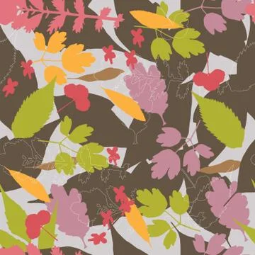 Seamless natural background with different leaves Stock Illustration