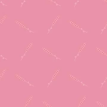 Seamless natural pattern with geometric lavender outline ornament. Bright pin Stock Illustration