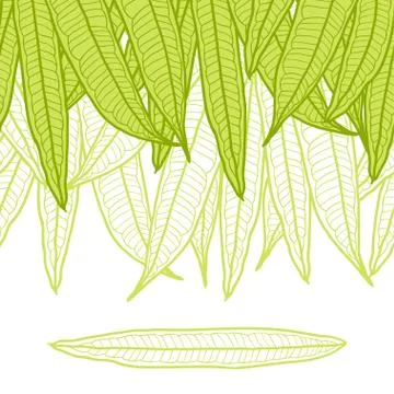 Seamless natural pattern with long leaves Stock Illustration