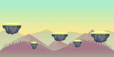 Seamless nature landscape for game, Vector illustration Stock Illustration