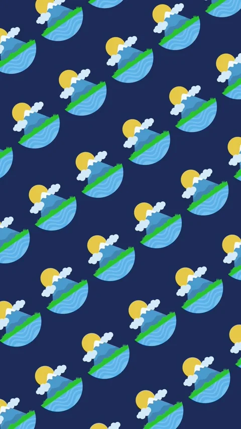 Seamless nature landscape pattern with mountains and sun icons in a tile backgro Stock Footage 327135732