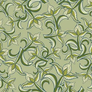 Seamless nature pattern with abstract style ornate tulip flowers elements. Ra Stock Illustration