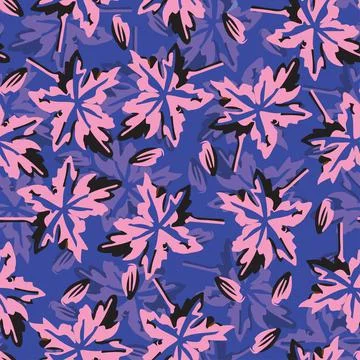 Seamless nature pattern background with doodle abstract leaves , greeting car Stock Illustration