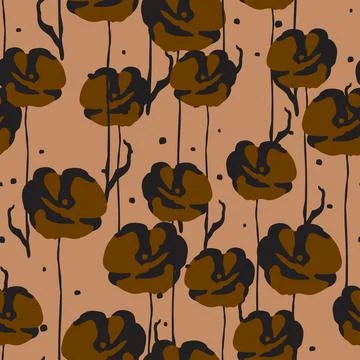 Seamless nature pattern background with monochrome flowers , greeting card or Stock Illustration