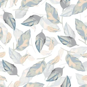 Seamless nature pattern background with pastel leaves , greeting card or fabr Stock Illustration