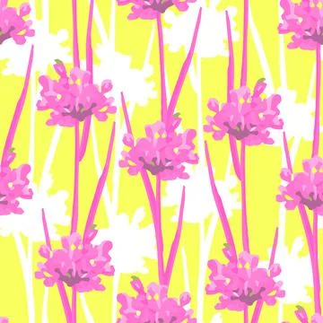 Seamless nature pattern background with pink flower bush , greeting card or f Stock Illustration