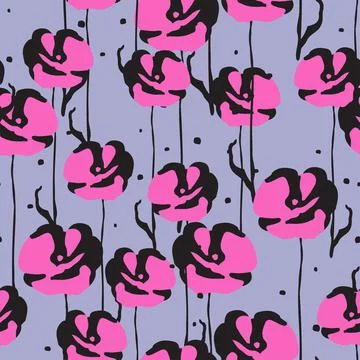 Seamless nature pattern background with twotone colour flowers , greeting car Stock Illustration