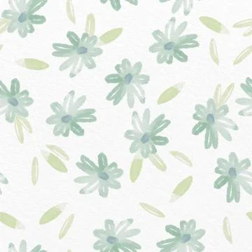 Seamless nature pattern background with watercolour flower, greeting card or  Stock Illustration