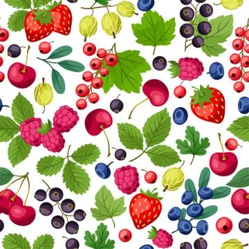 Seamless nature pattern with berries. Illustrazione stock