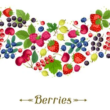 Seamless nature pattern with berries. 스톡 일러스트