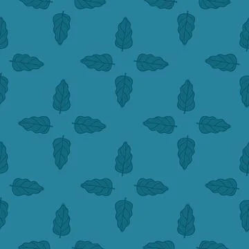 Seamless nature pattern in geometric style with simple oak leaves silhouettes Stock Illustration