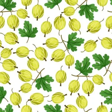 Seamless nature pattern with gooseberries. Stock Illustration