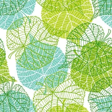 Seamless nature pattern with green leaves. Stock Illustration