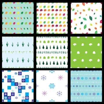 Seamless nature patterns Stock Illustration