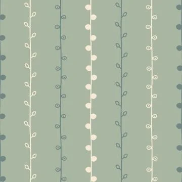 Seamless nature sketch vector pattern. Hand drawn twig background Stock Illustration
