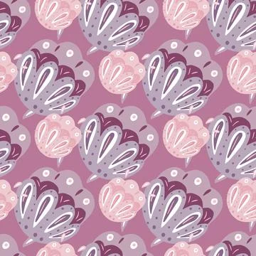 Seamless nature tropic pattern with doodle folk flower elements ornament. Pin Illustrazione stock