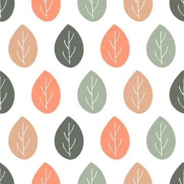 Seamless nature vector pattern. Leaves with twigs background Illustration