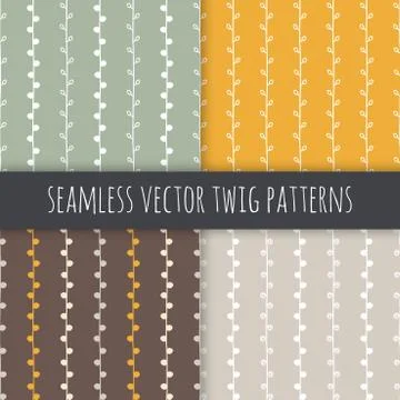Seamless nature vector patterns set. Abstract twig backgrounds Illustration