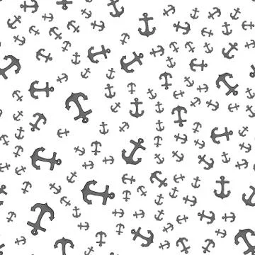 Seamless nautical background with hand drawn anchors. Summer vector design. Stock Illustration